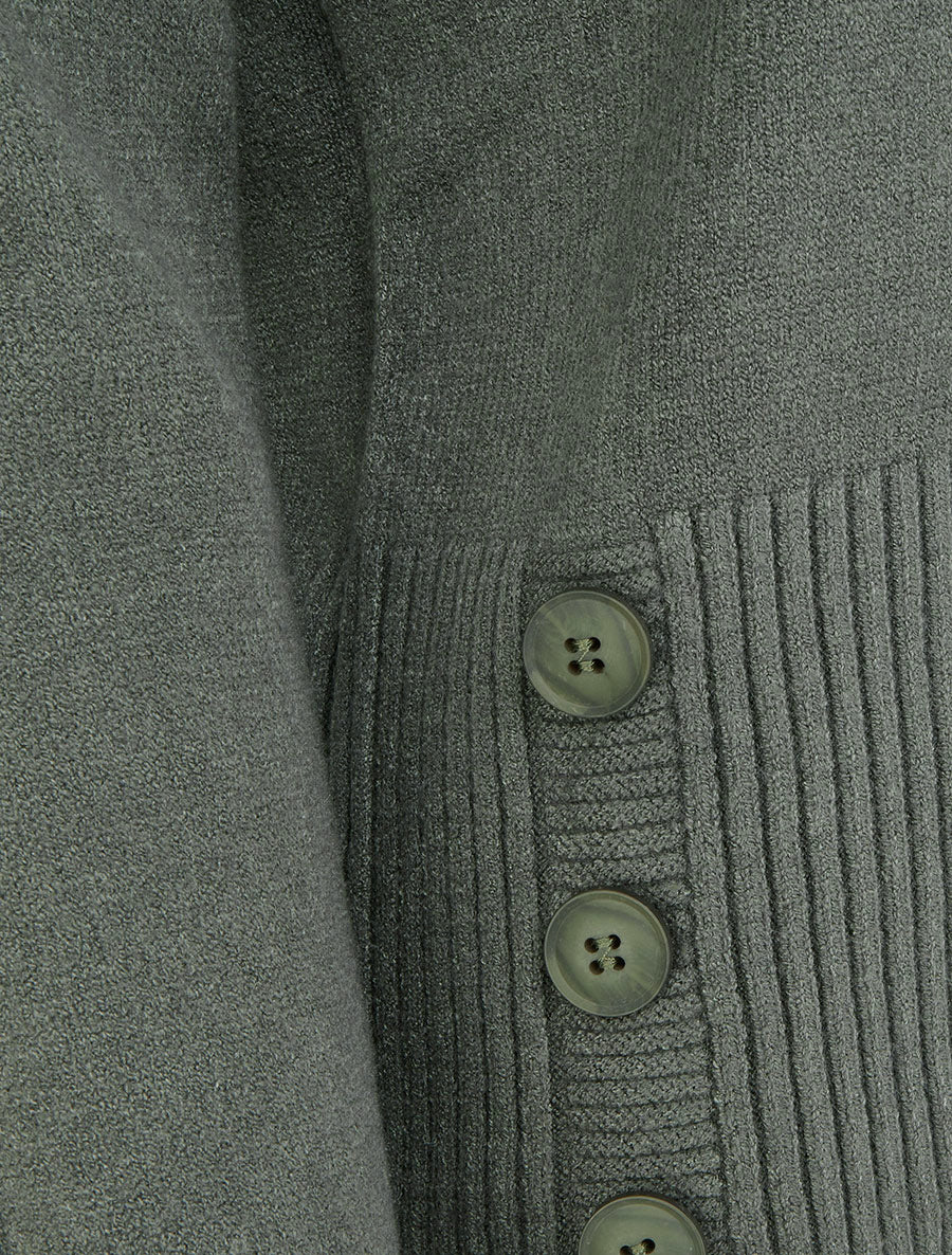 Pull uni à boutons décoratifs - Vert militaire - Image 3