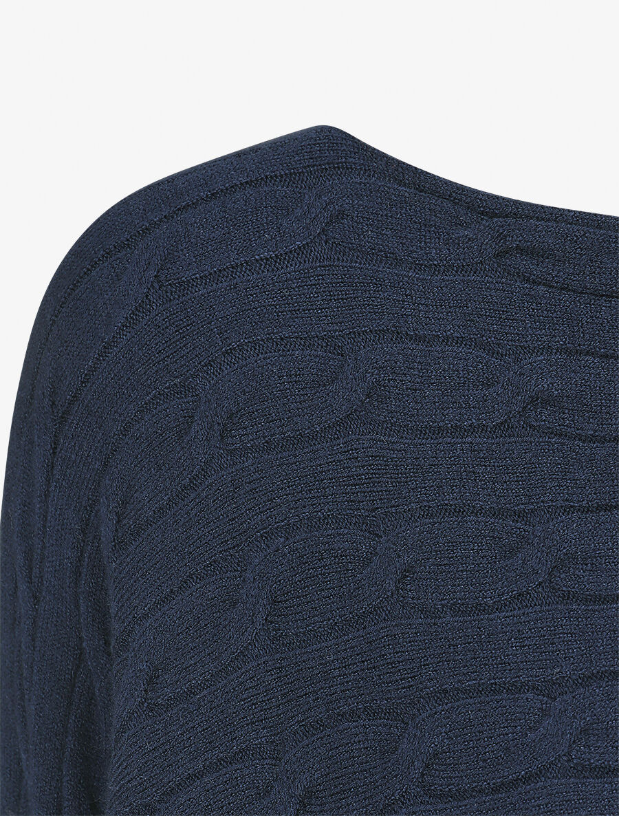 Pull uni à col bateau - Marine - Image 3