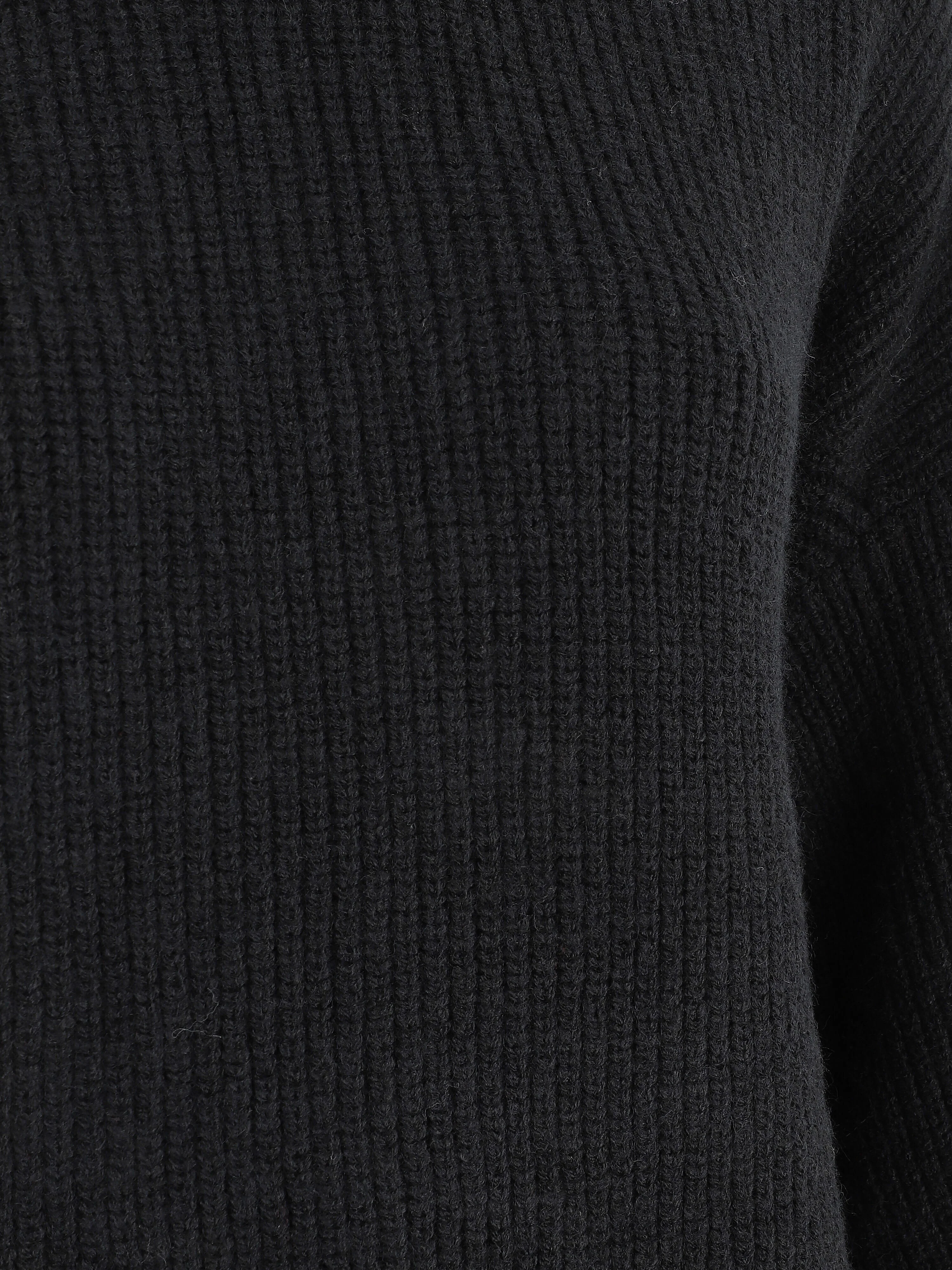Pull uni à col rond - Noir - Image 3