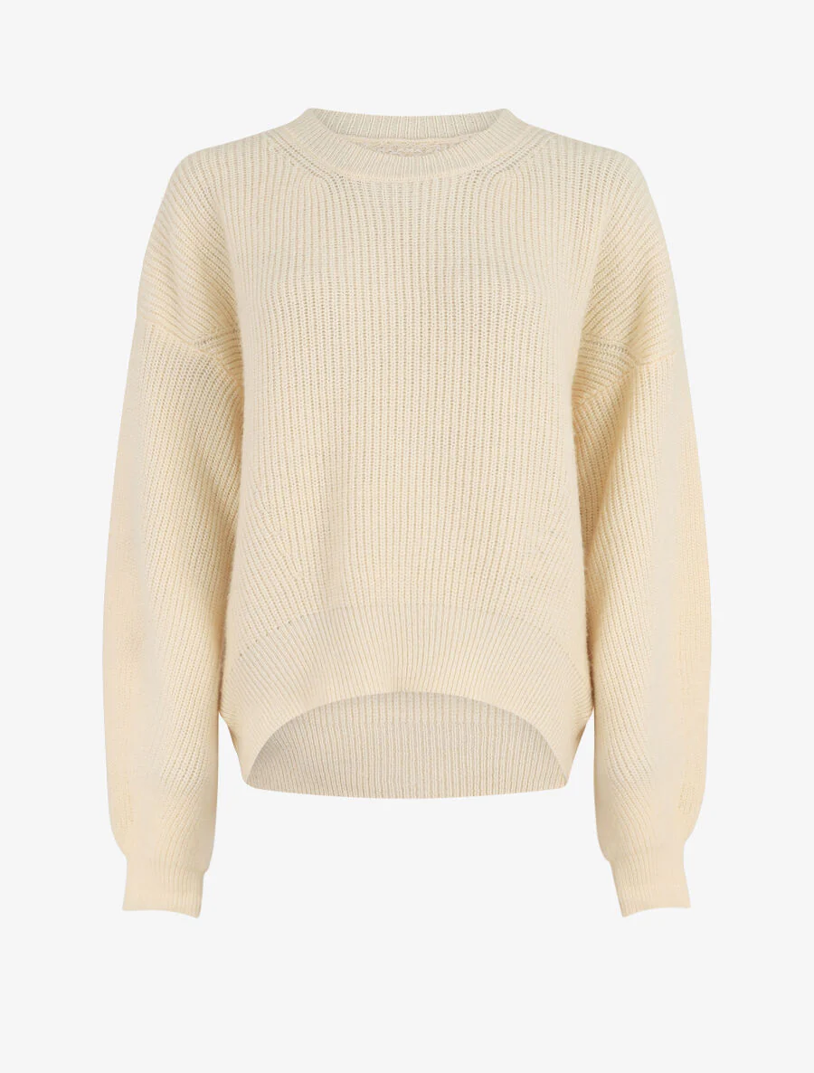 Pull uni à col rond - Beige - Image 2