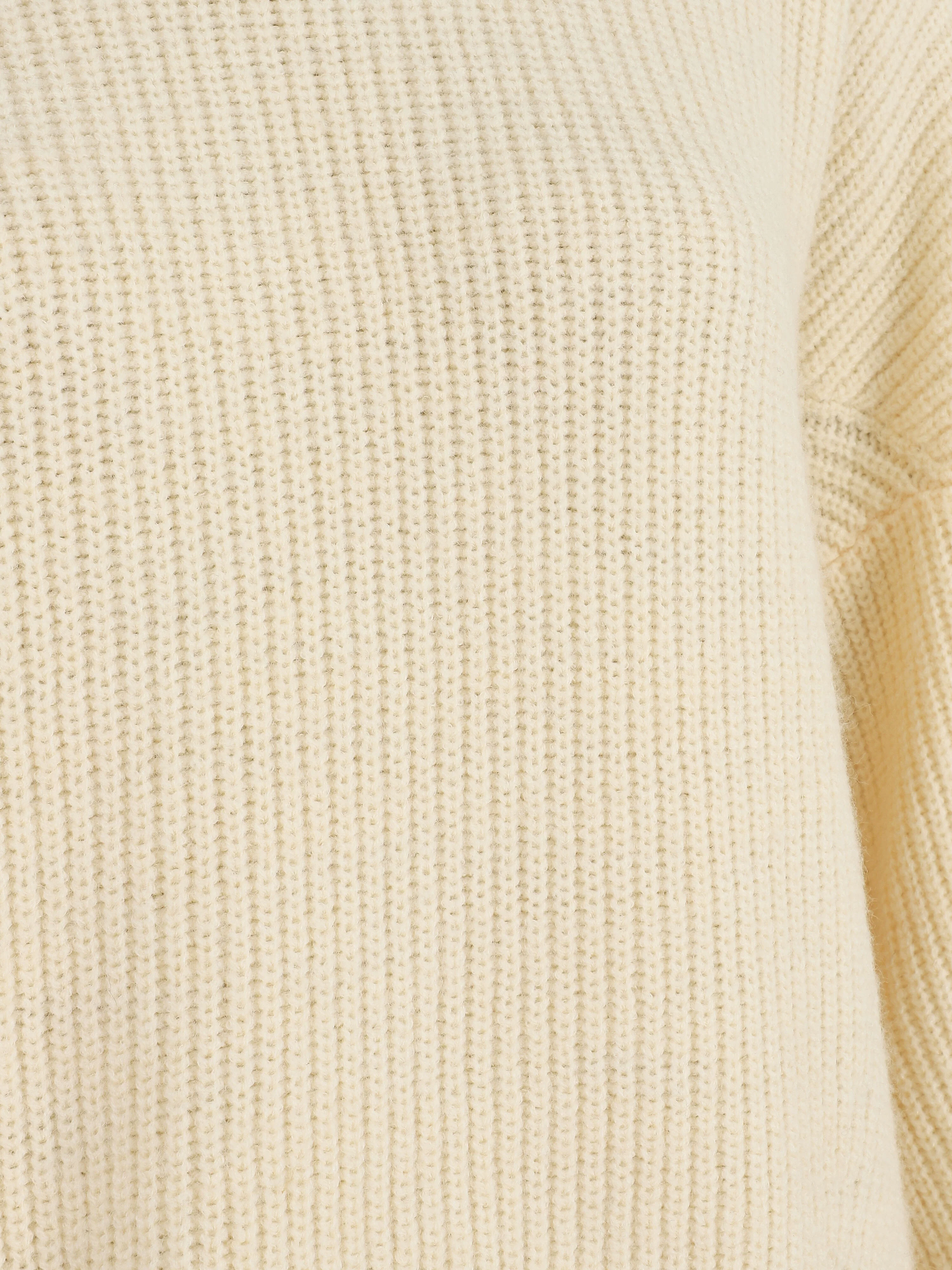 Pull uni à col rond - Beige - Image 4