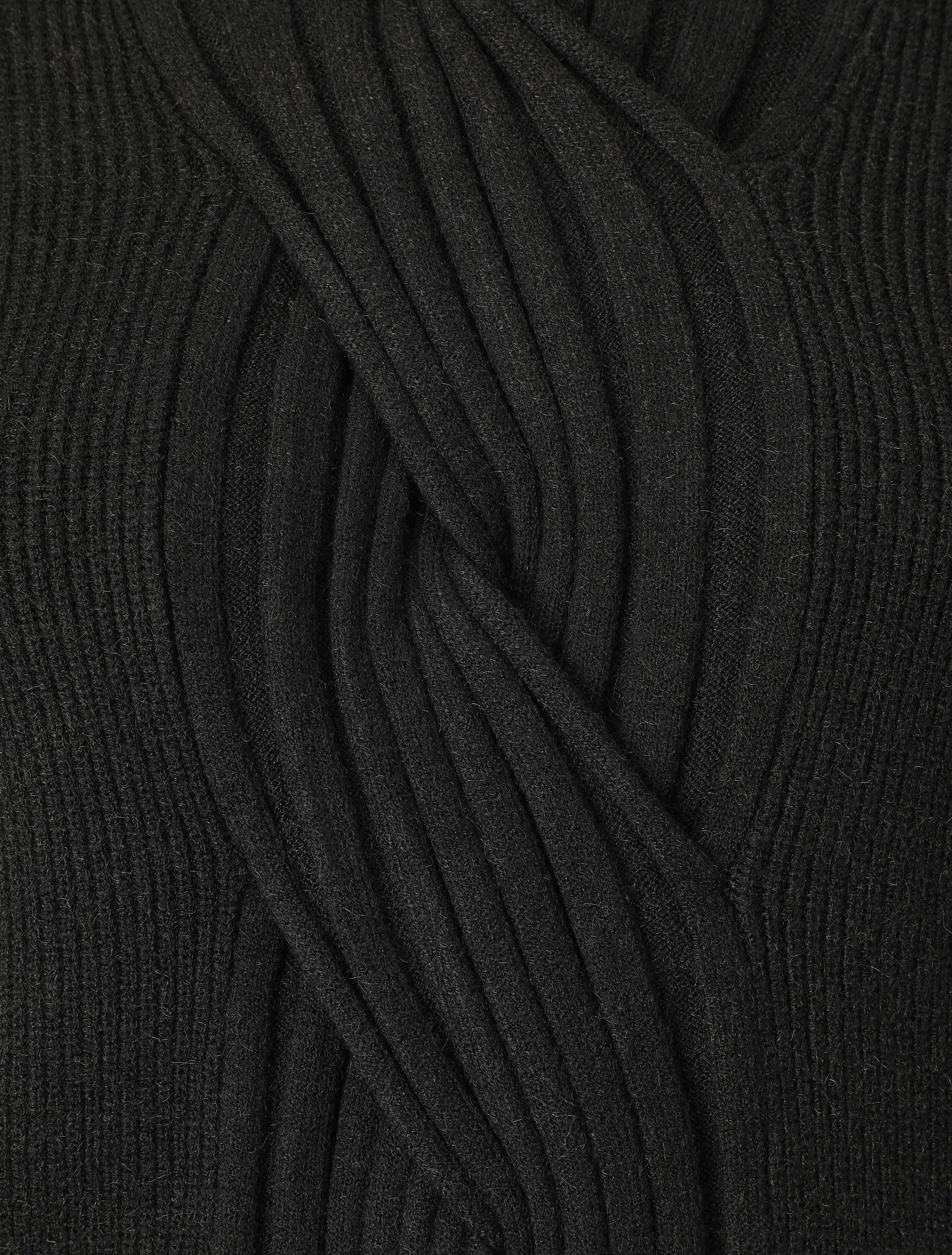 Pull uni à col roulé et motif torsade - Noir - Image 3