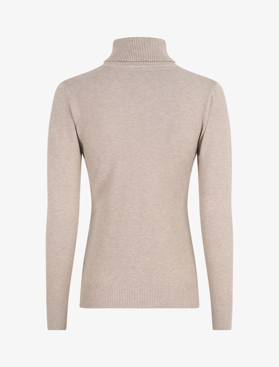 Pull uni à col roulé - Beige - Image 2