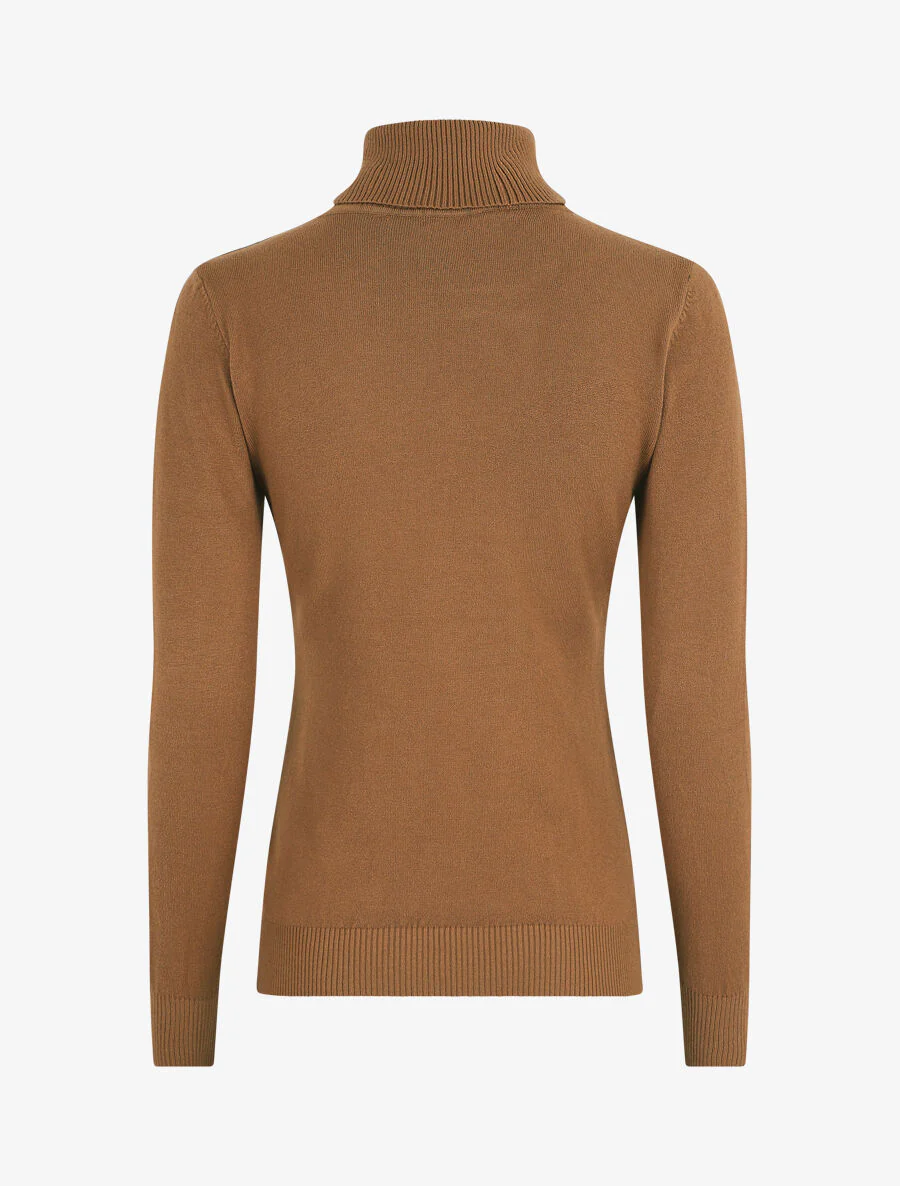 Pull uni à col roulé - Camel - Image 2