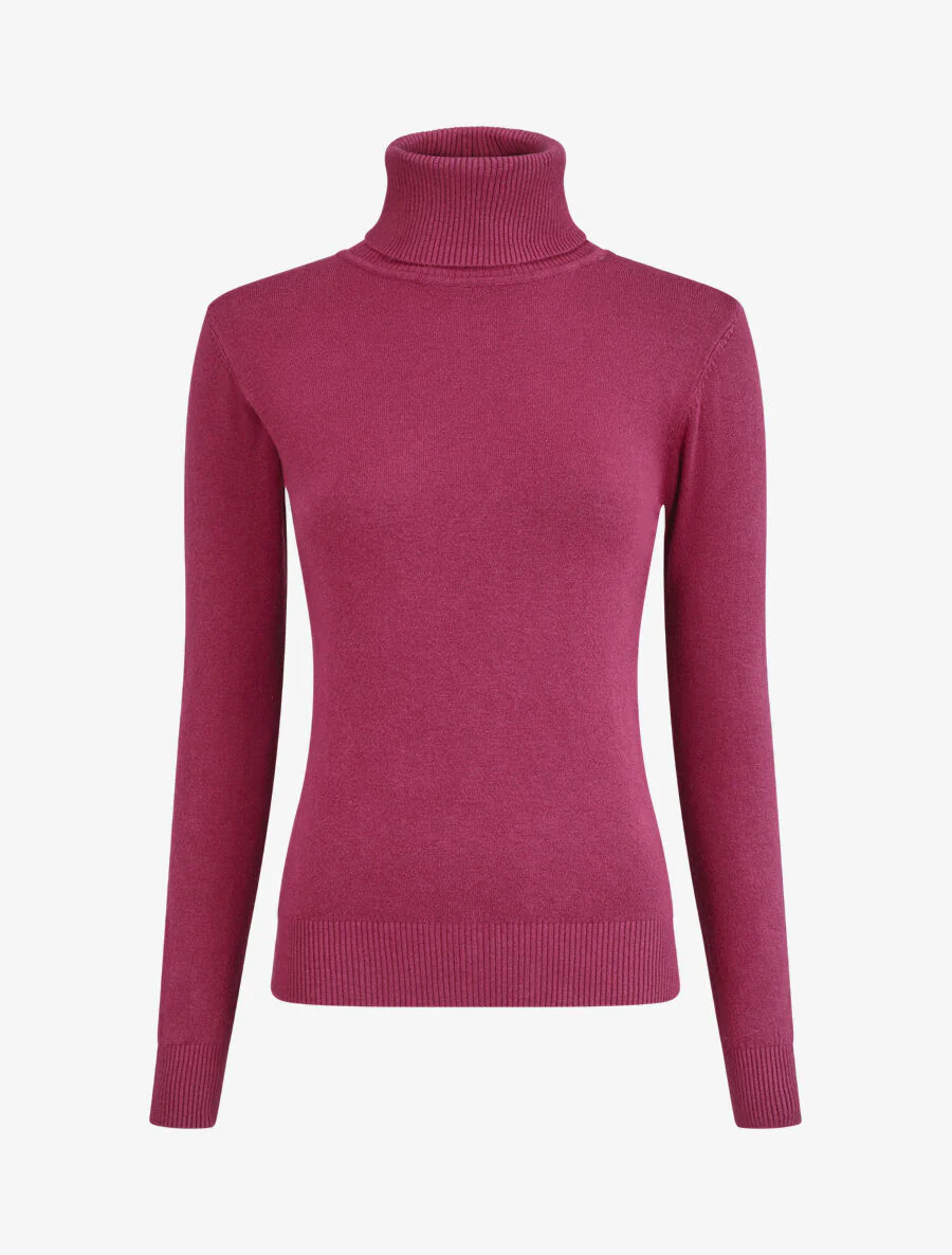 Pull uni à col roulé - Violet
