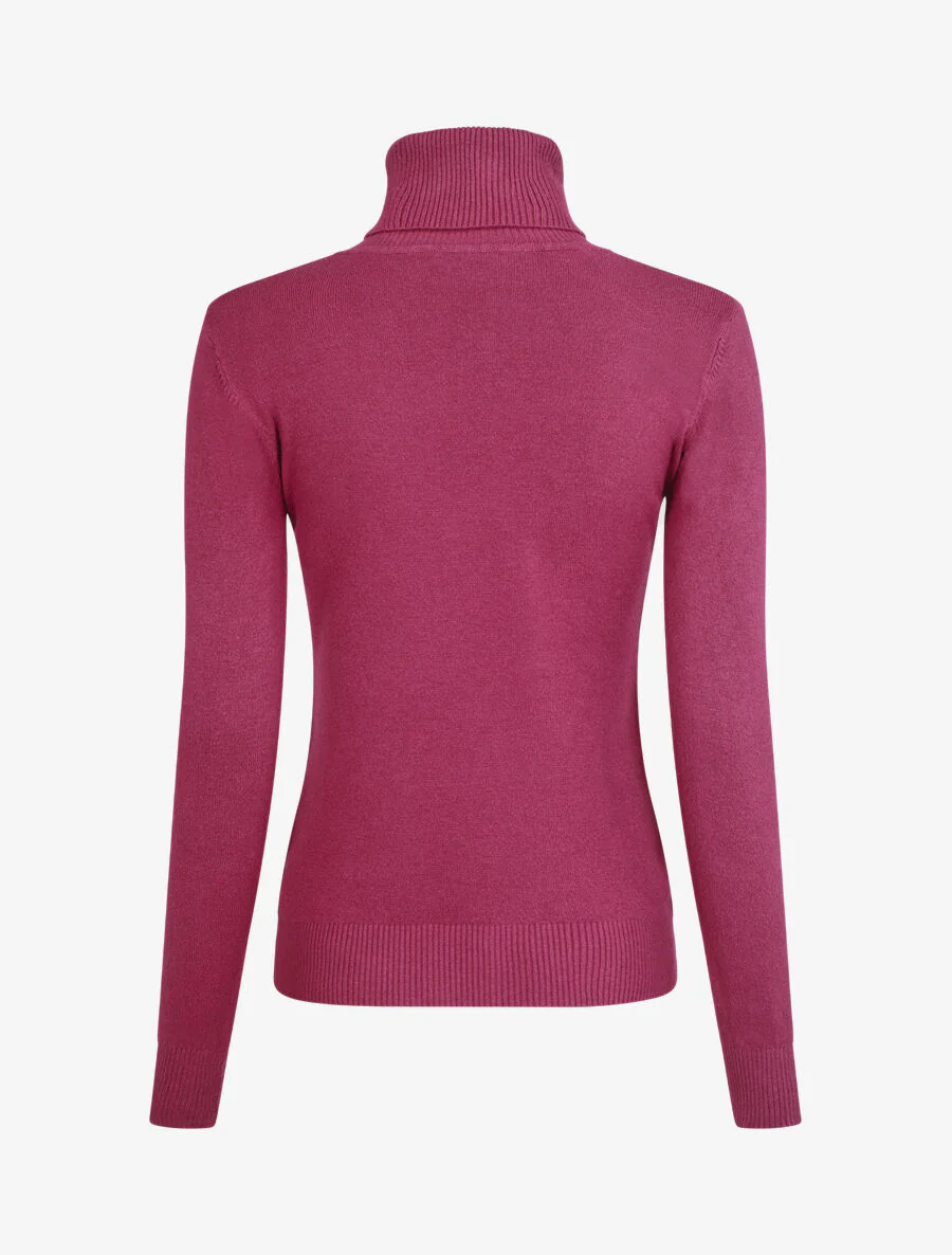 Pull uni à col roulé - Violet - Image 2