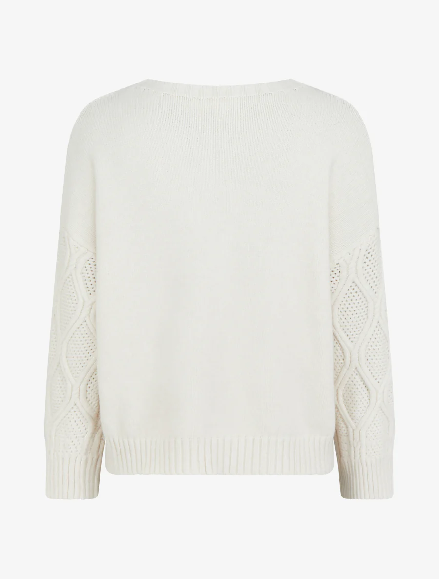 Pull uni à manches ajourées - Écru - Image 3