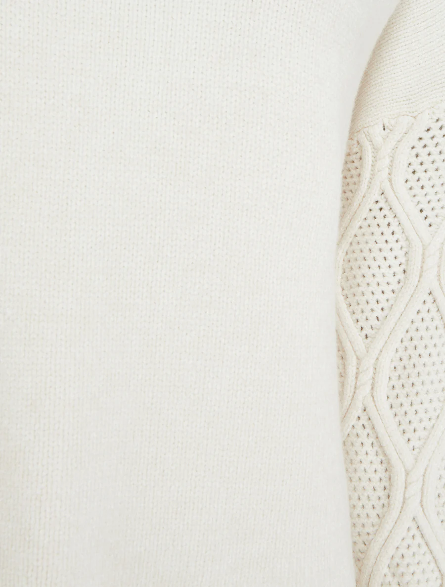 Pull uni à manches ajourées - Écru - Image 4