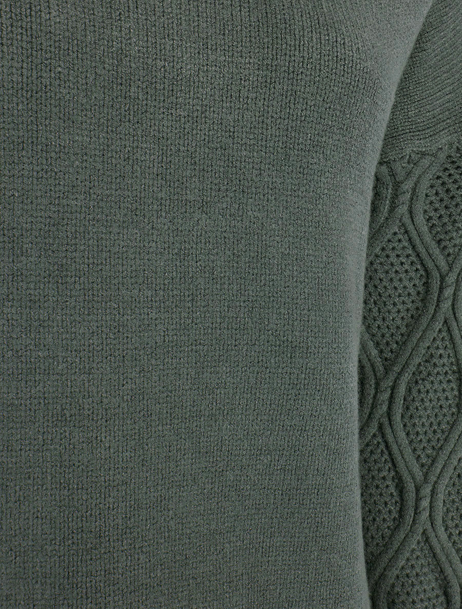 Pull uni à manches ajourées - Vert militaire - Image 3