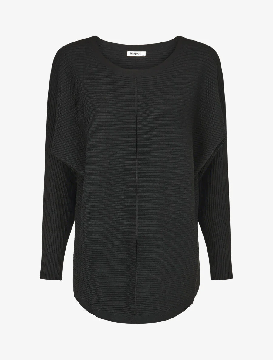 Pull uni à manches chauves-souris - Noir
