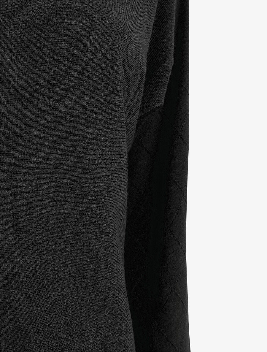 Pull uni à manches et imprimé losanges - Noir - Image 3