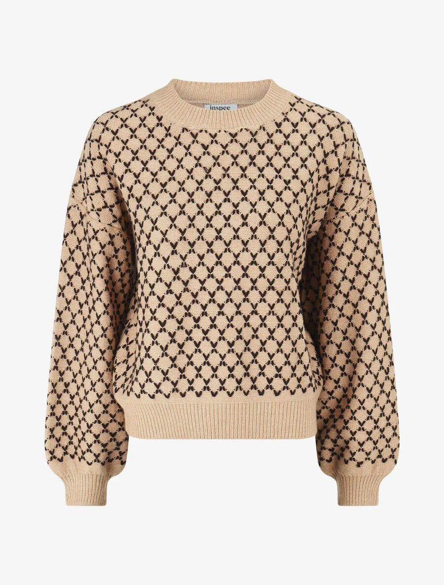 Pull uni à motif stylisé - Camel