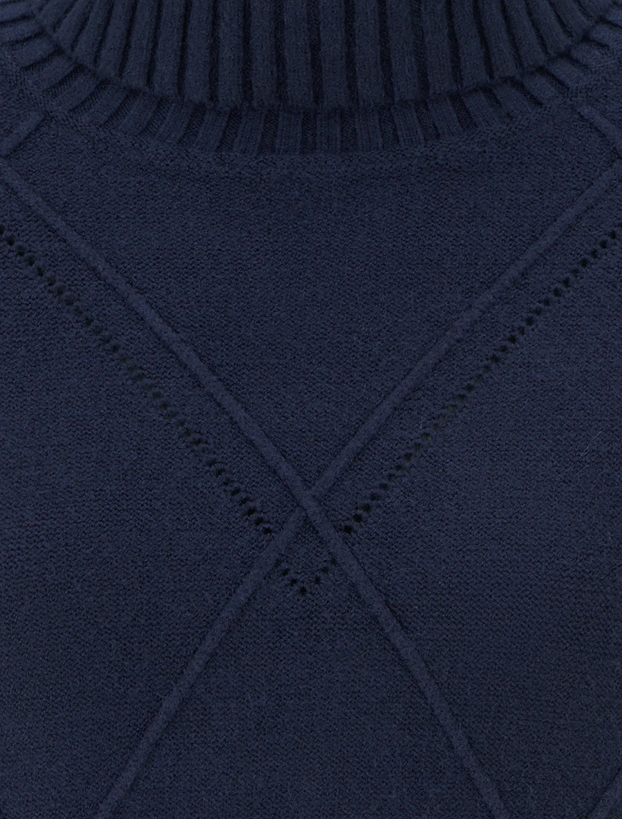Pull uni à motif texturé géométrique - Marine - Image 3