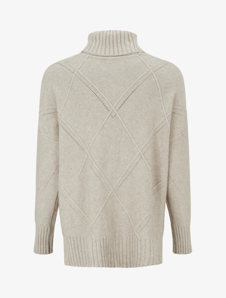 Pull uni à motif texturé géométrique - Taupe - Image 2