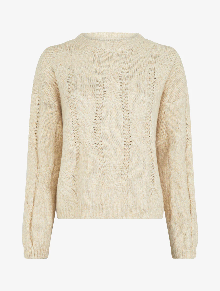 Pull uni à motif torsade - Beige