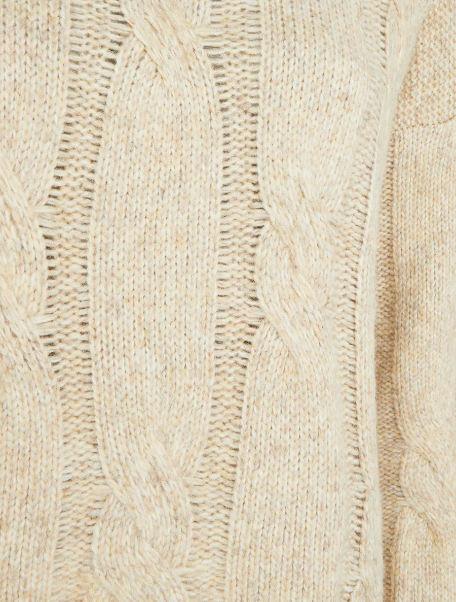 Pull uni à motif torsade - Beige - Image 3