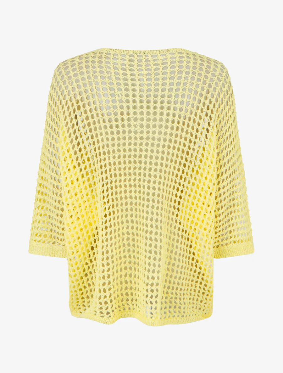 Pull uni ajouré à manches courtes - Jaune - Image 2