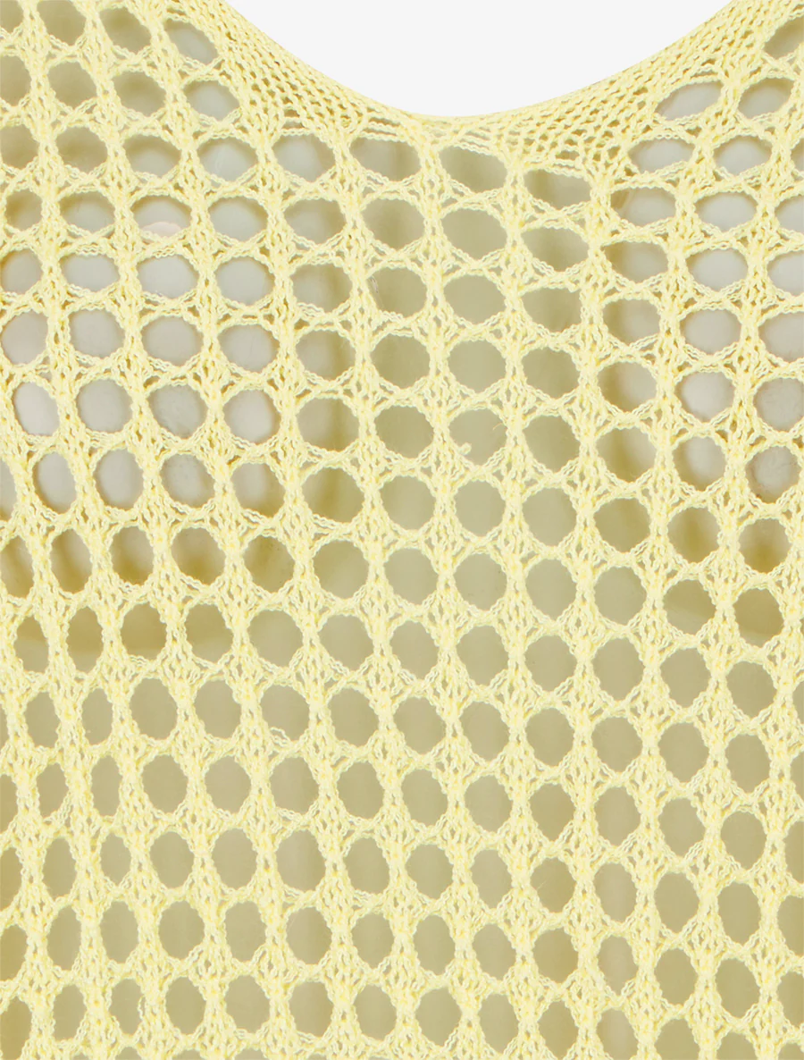 Pull uni ajouré à manches courtes - Jaune - Image 3
