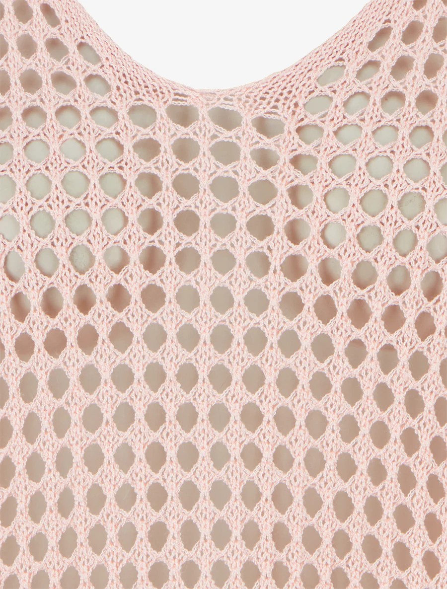 Pull uni ajouré à manches courtes - Rose - Image 3