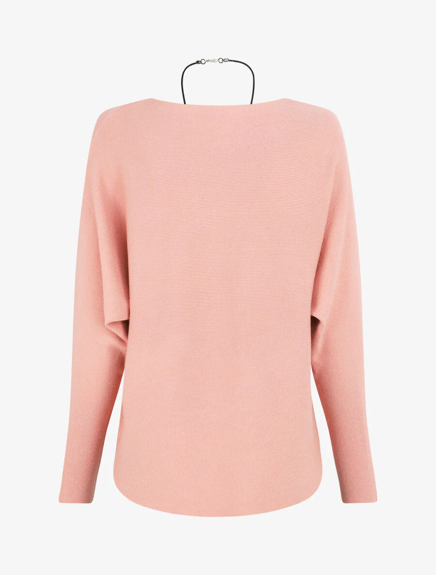 Pull uni col bateau - Rose - Image 2