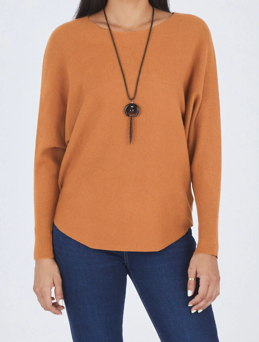 Pull uni col bateau - Camel - Image 4