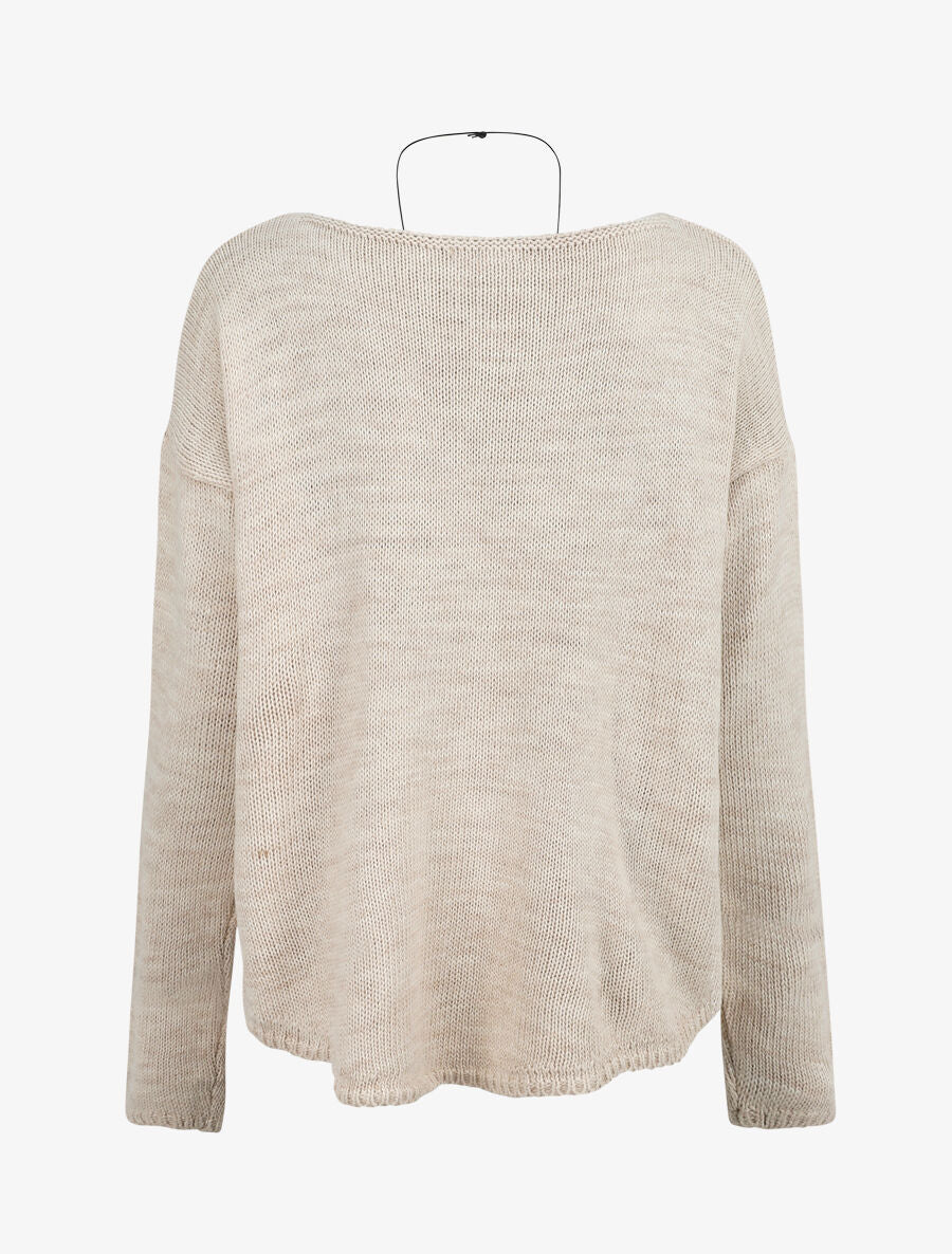 Pull uni col bateau - Beige - Image 2