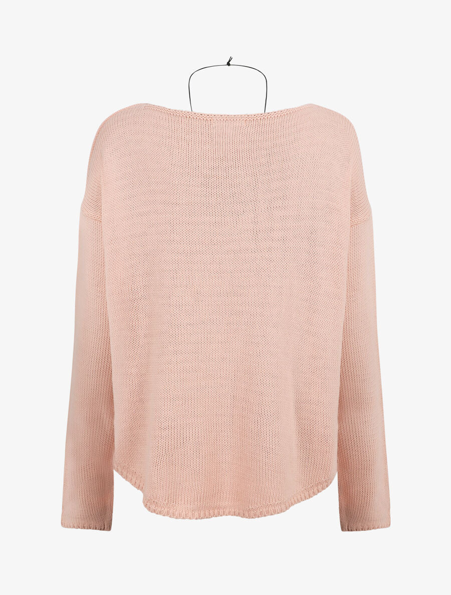 Pull uni col bateau - Rose - Image 2