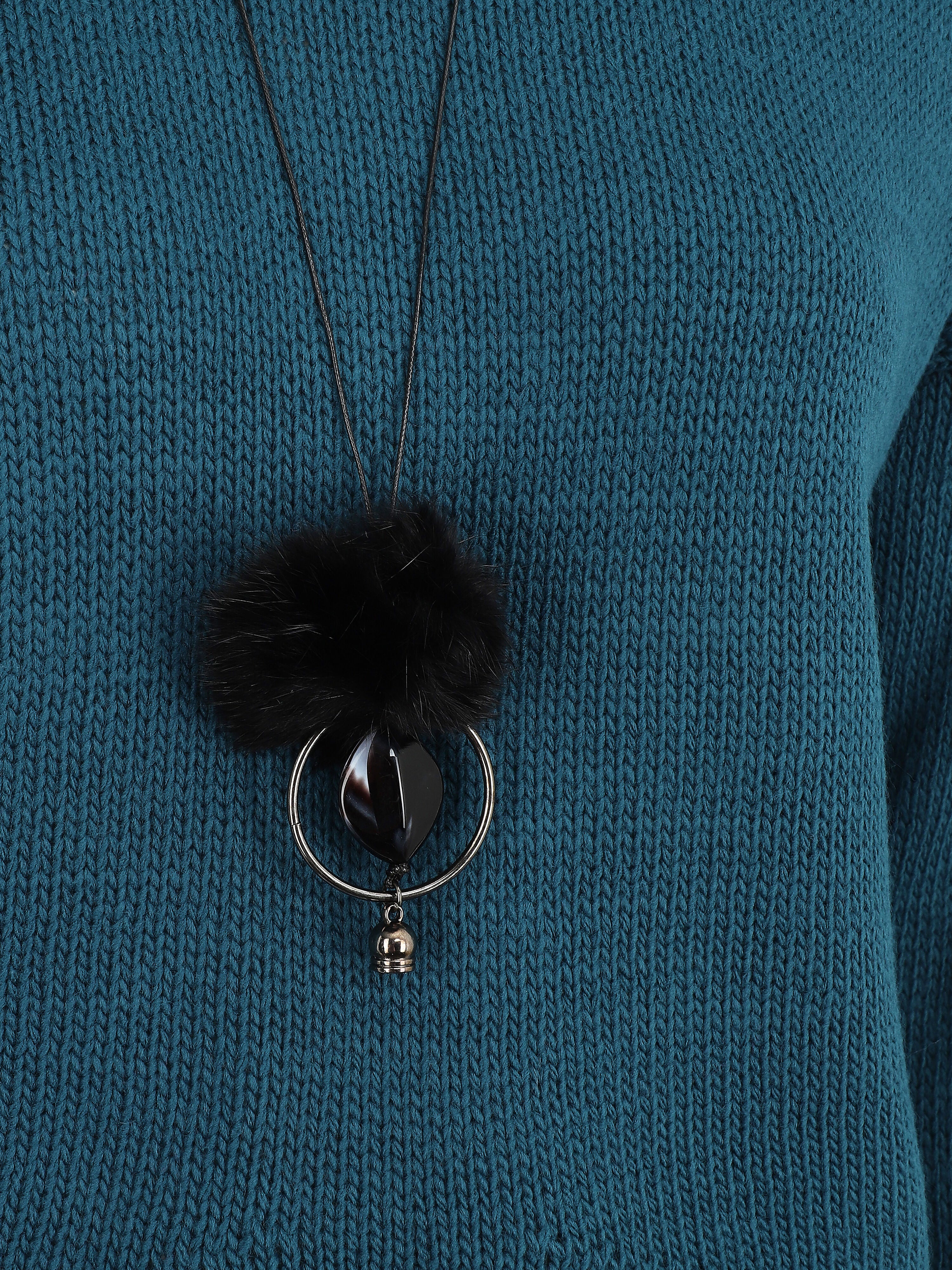 Pull uni col bateau - Bleu canard - Image 3