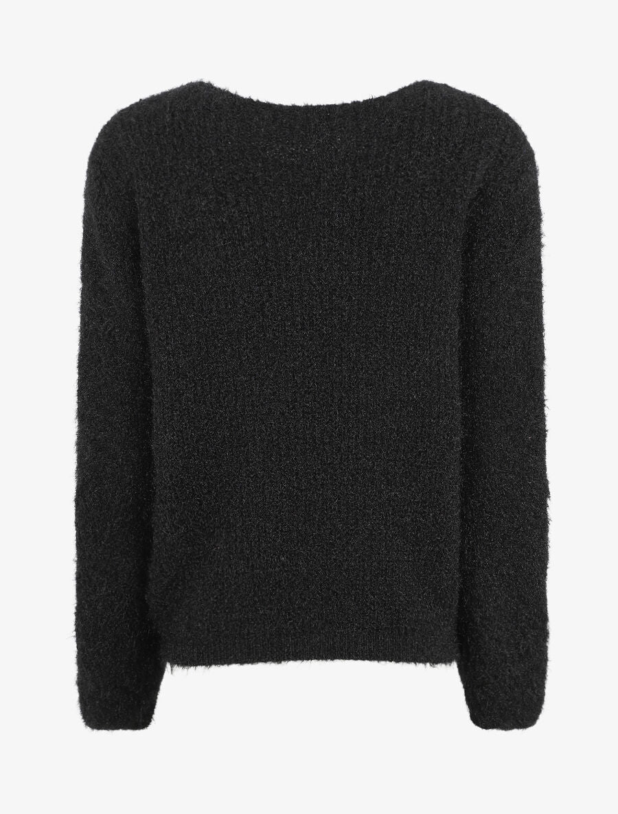 Pull uni duveteux - Noir - Image 2