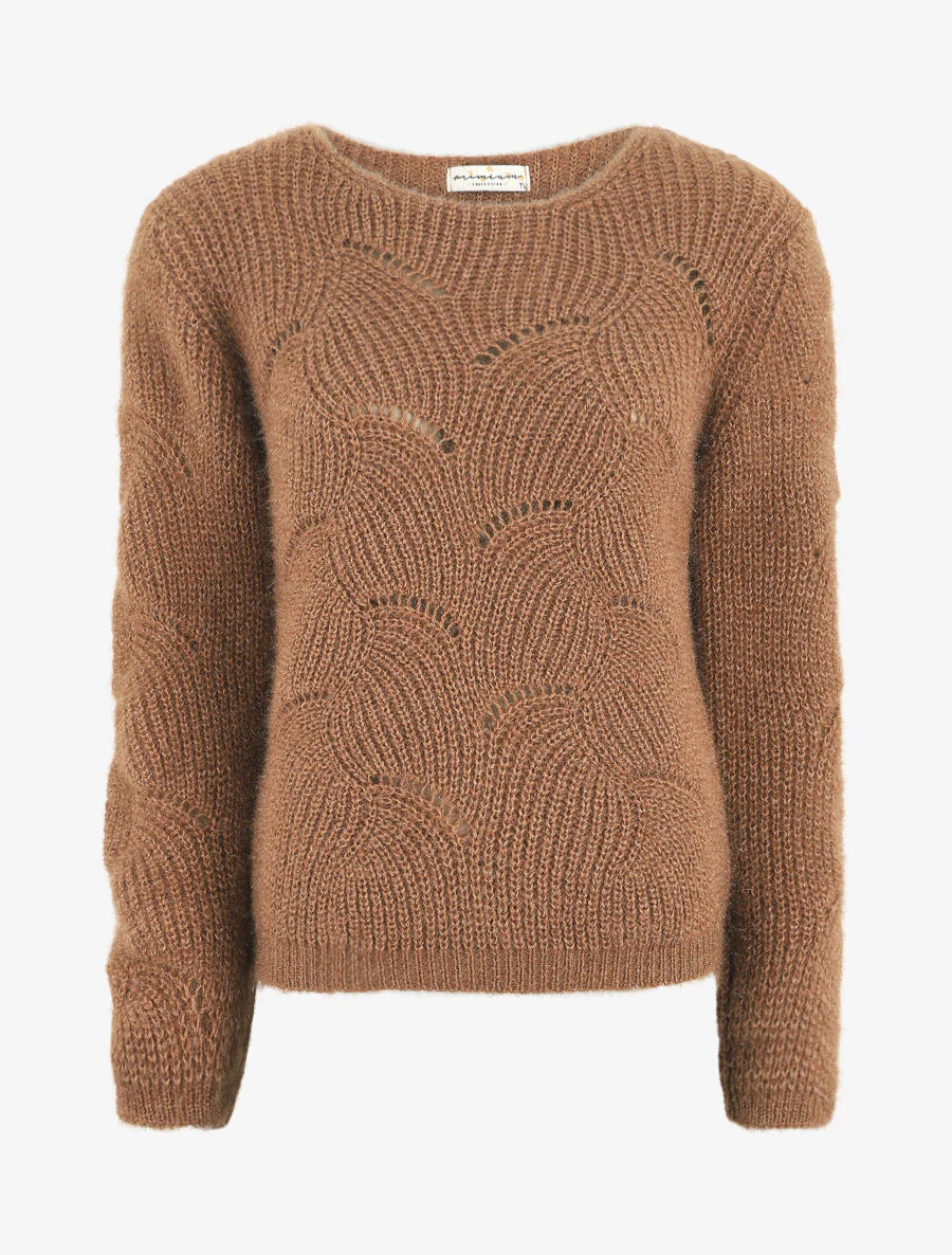 Pull uni duveteux - Camel