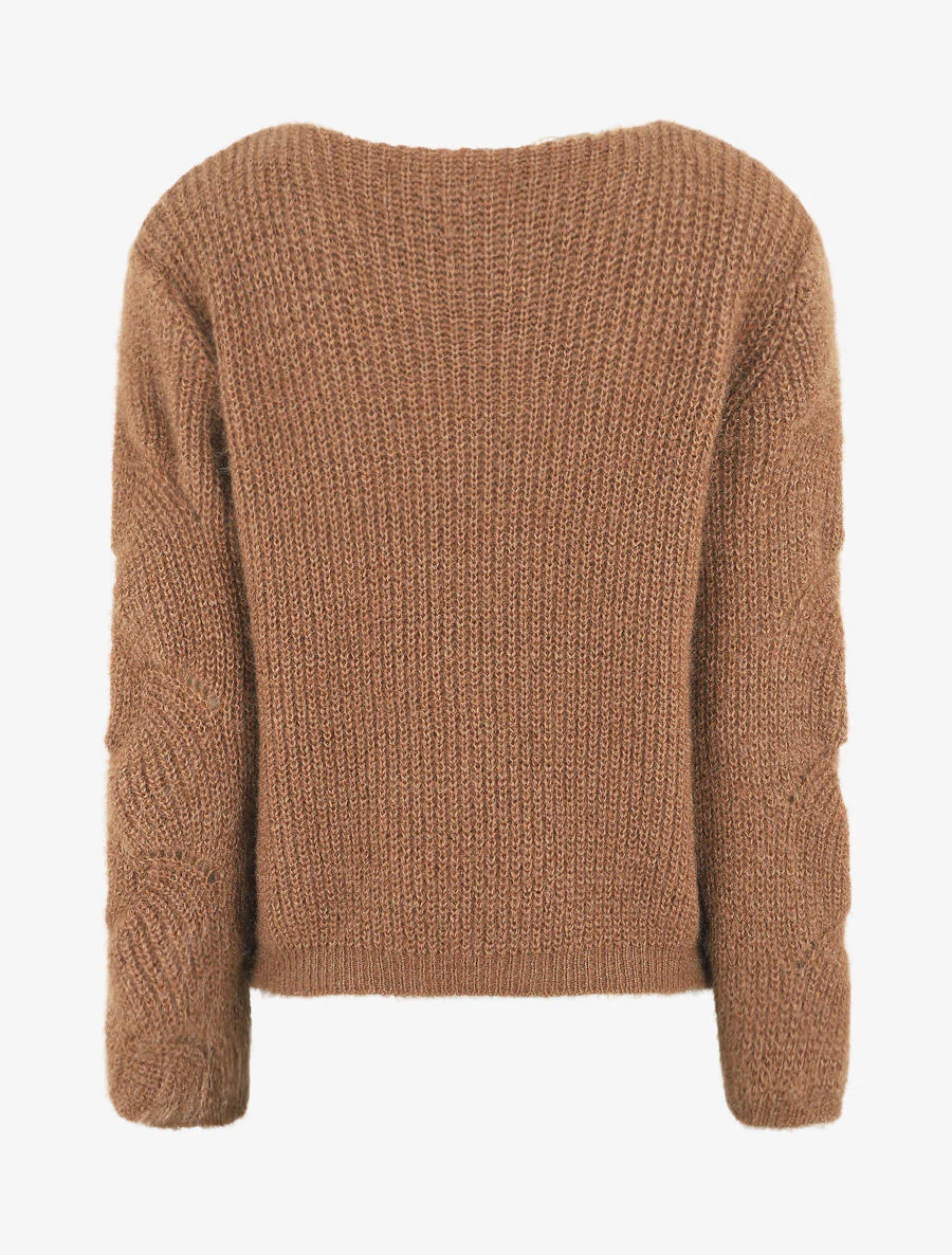 Pull uni duveteux - Camel - Image 2