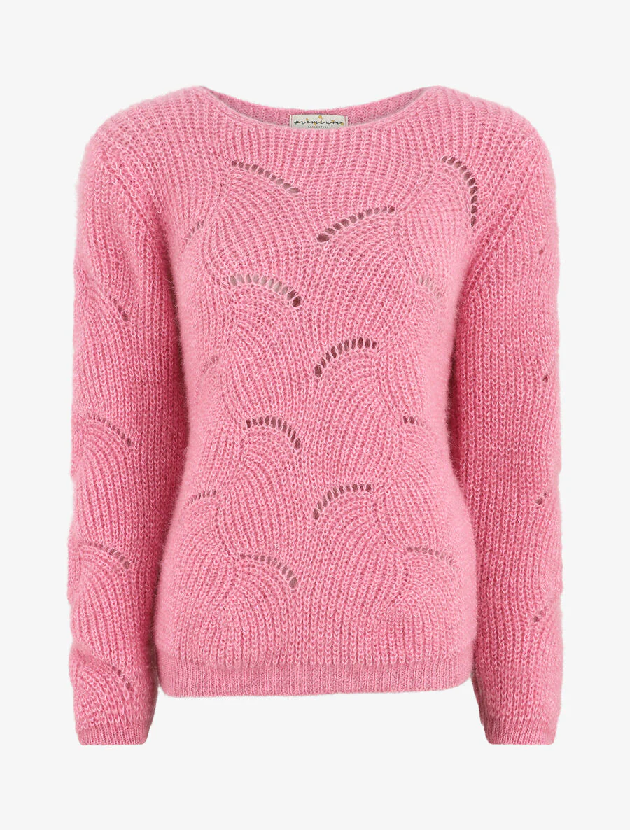 Pull uni duveteux - Rose