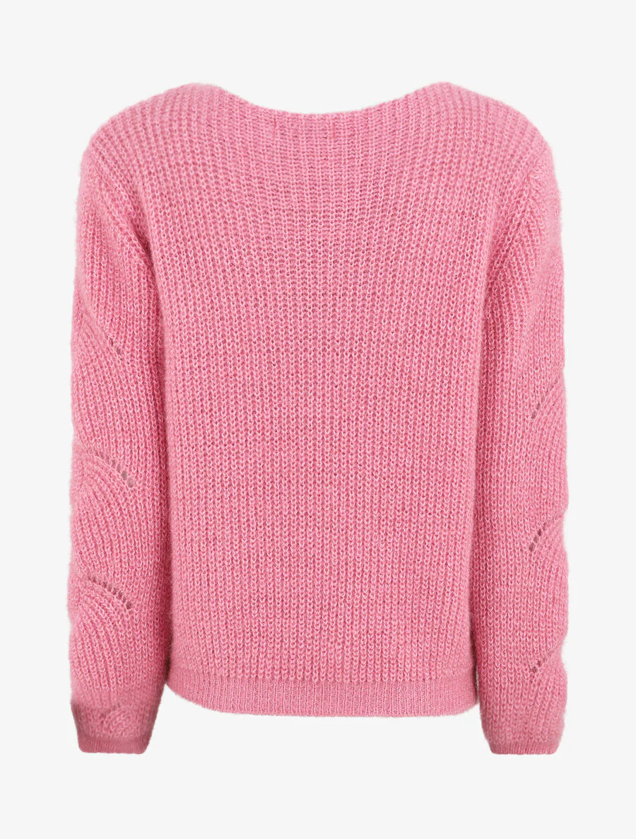Pull uni duveteux - Rose - Image 2