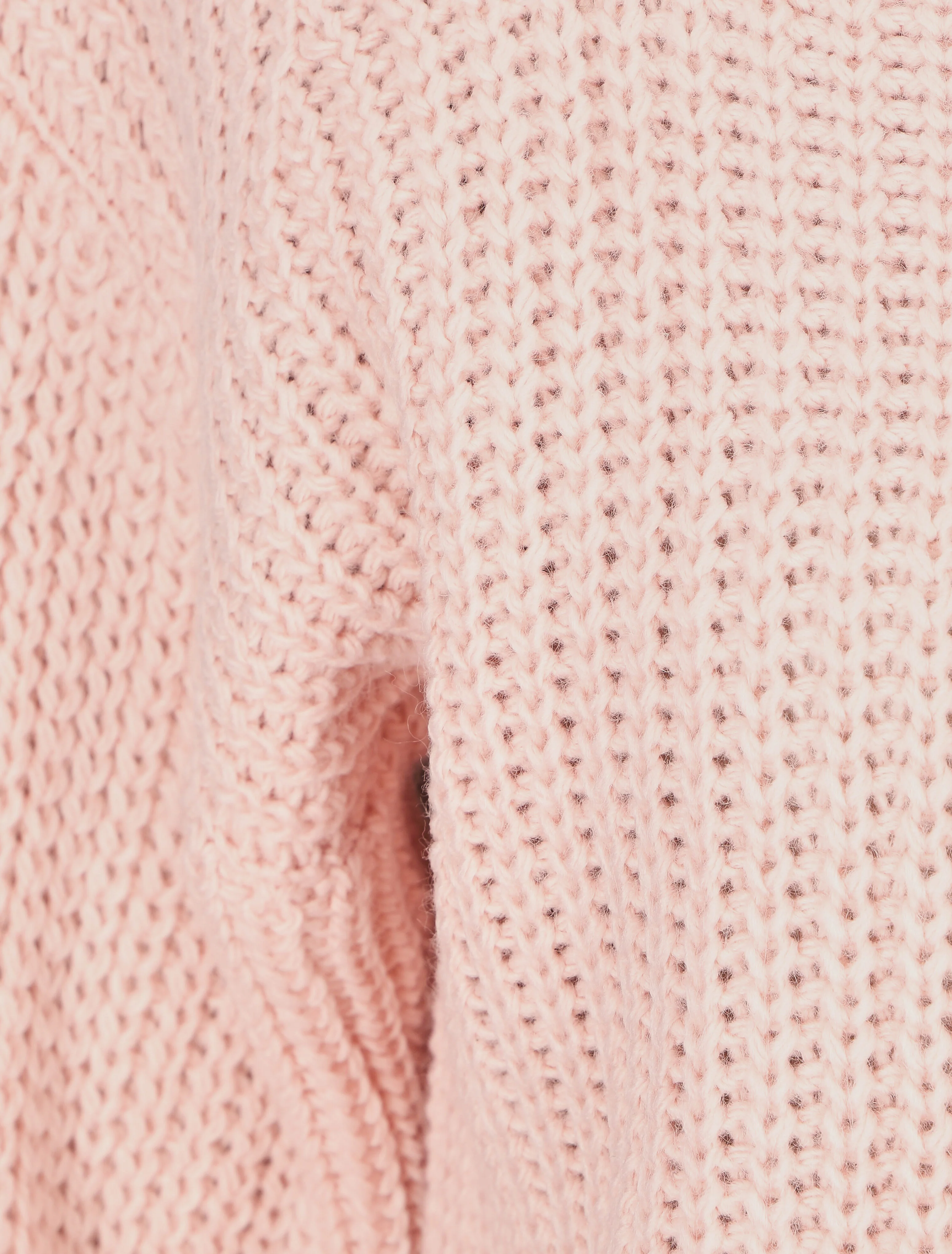 Pull uni en grosse maille à col bateau - Rose - Image 3