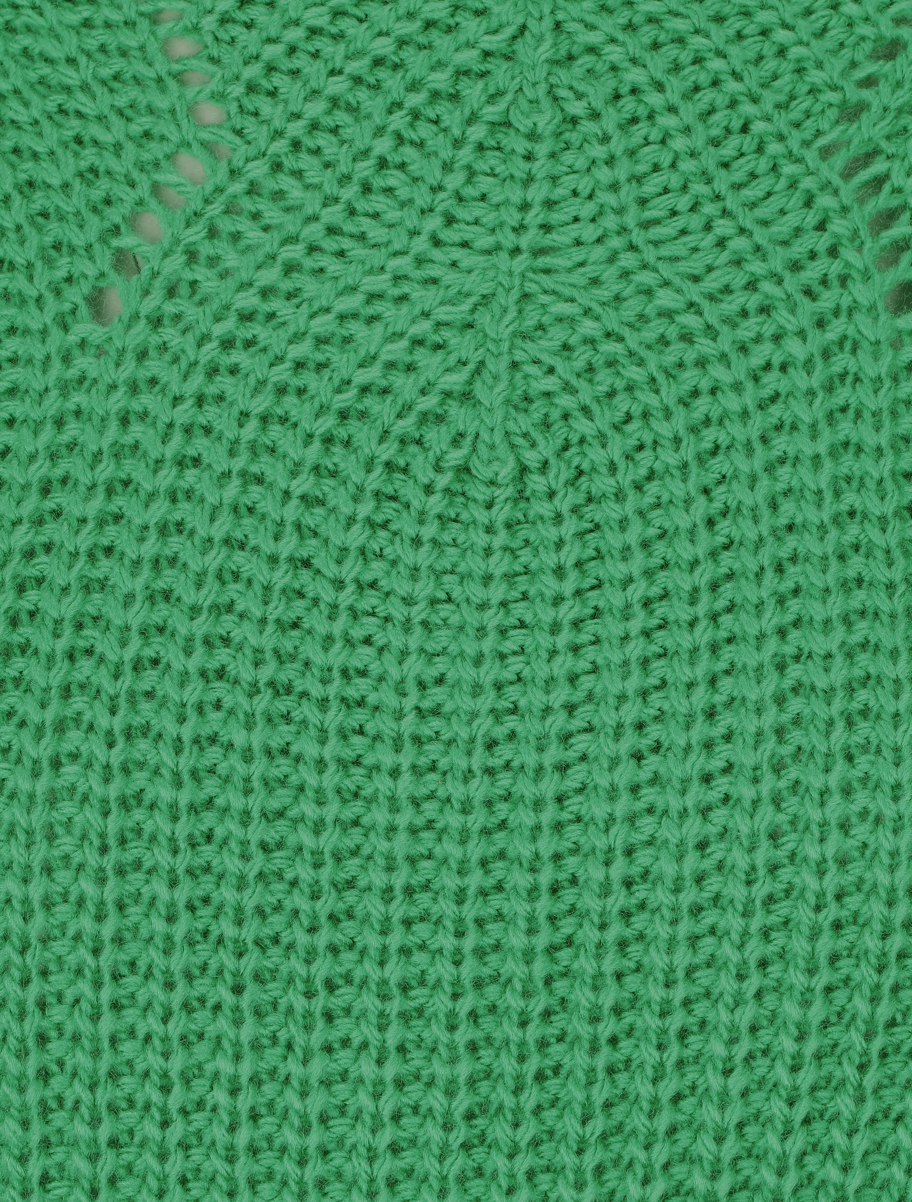 Pull uni en grosse maille à col bateau - Vert - Image 3