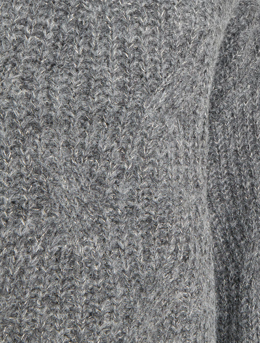 Pull uni en maille à détail irisé - Gris - Image 3