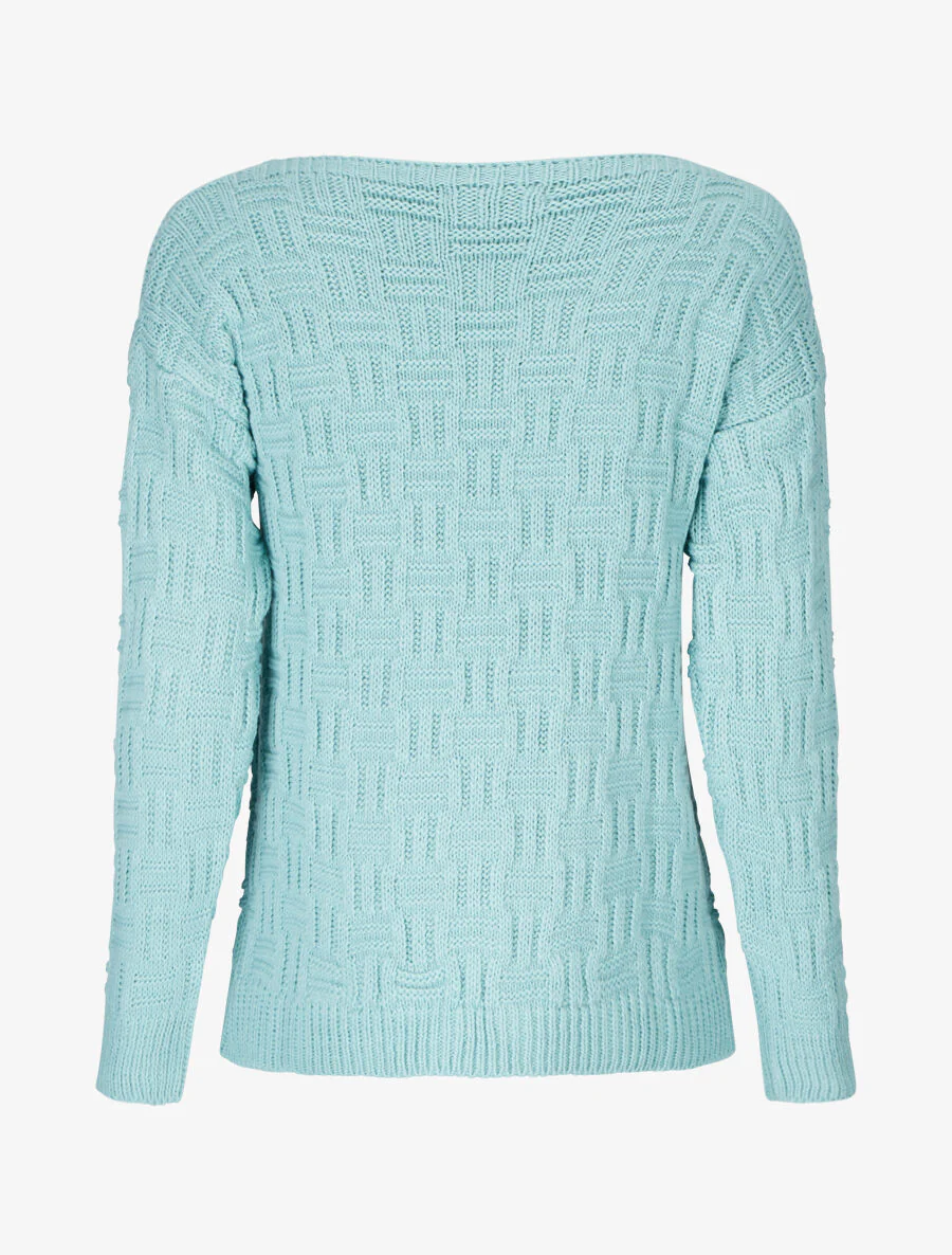 Pull uni en maille à imprimé graphique - Turquoise - Image 2