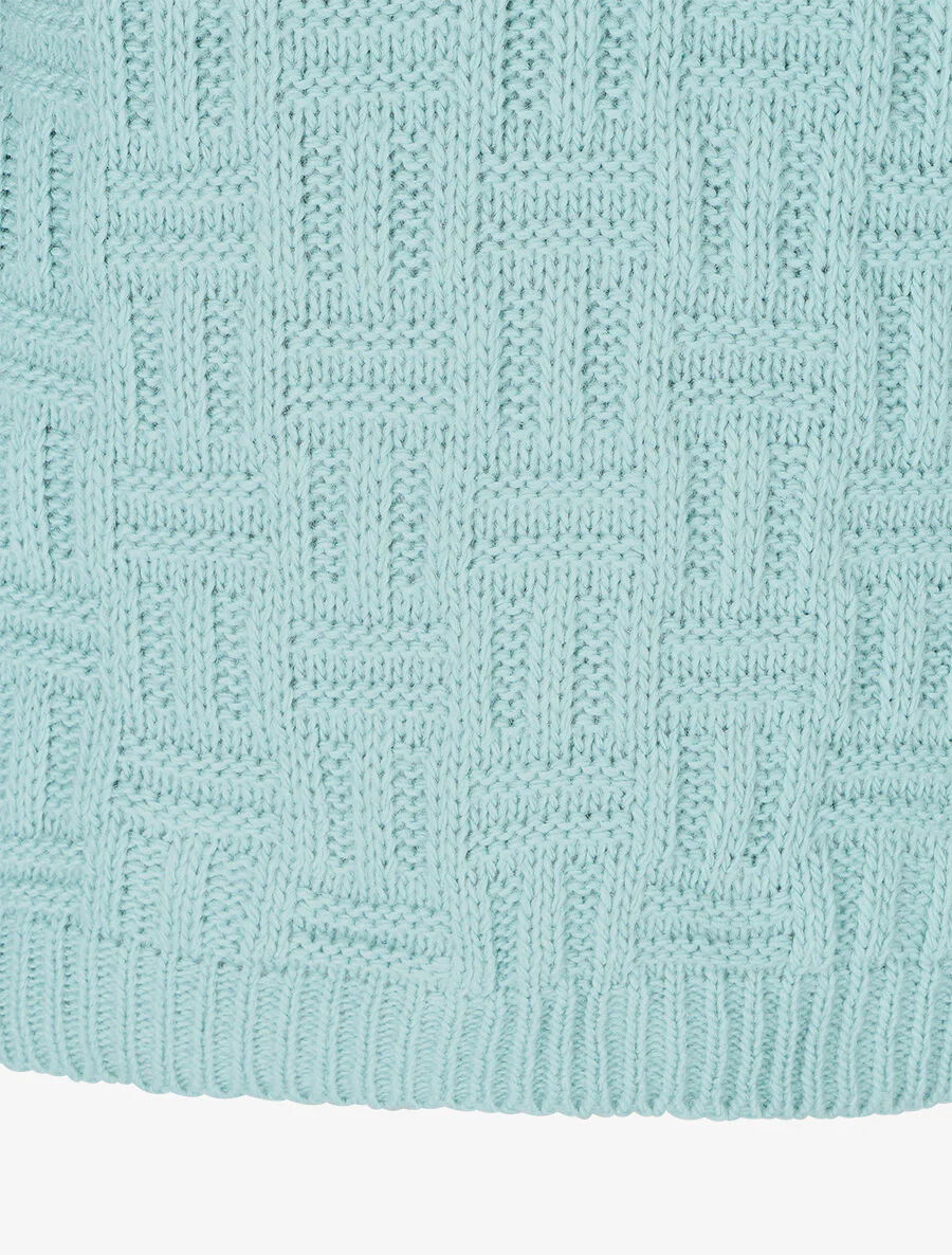 Pull uni en maille à imprimé graphique - Turquoise - Image 3