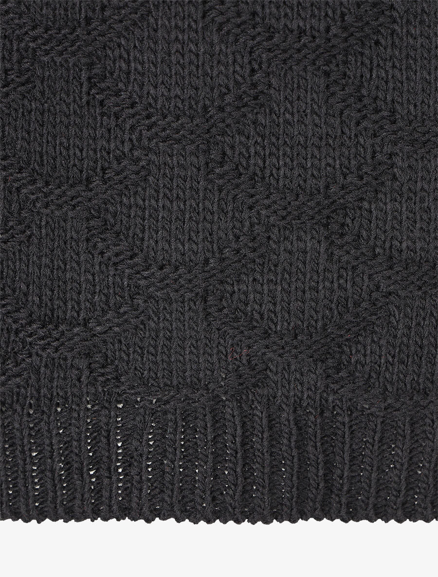 Pull uni en maille et col bateau - Noir - Image 3