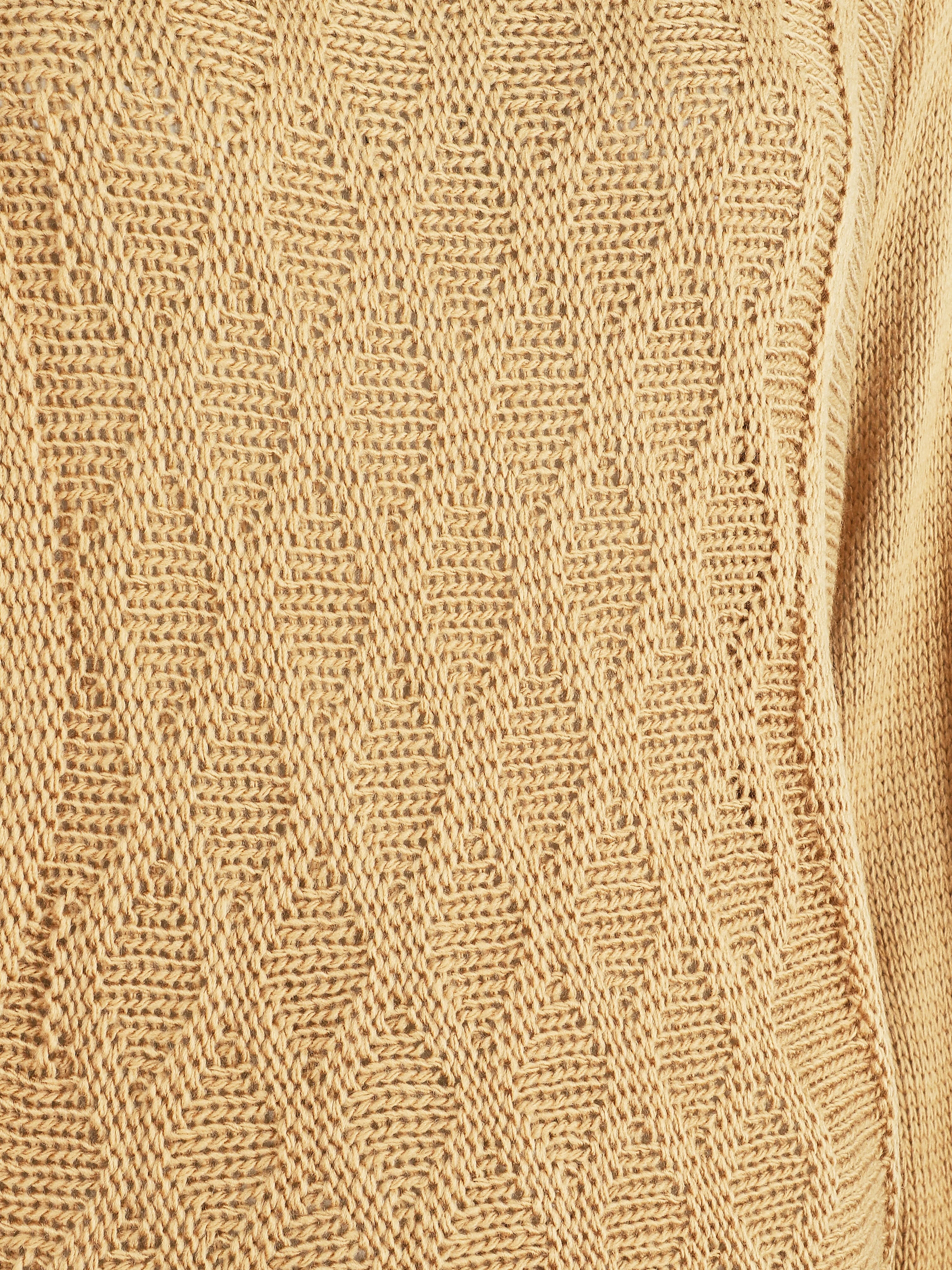 Pull uni en maille motif losange - Camel - Image 3