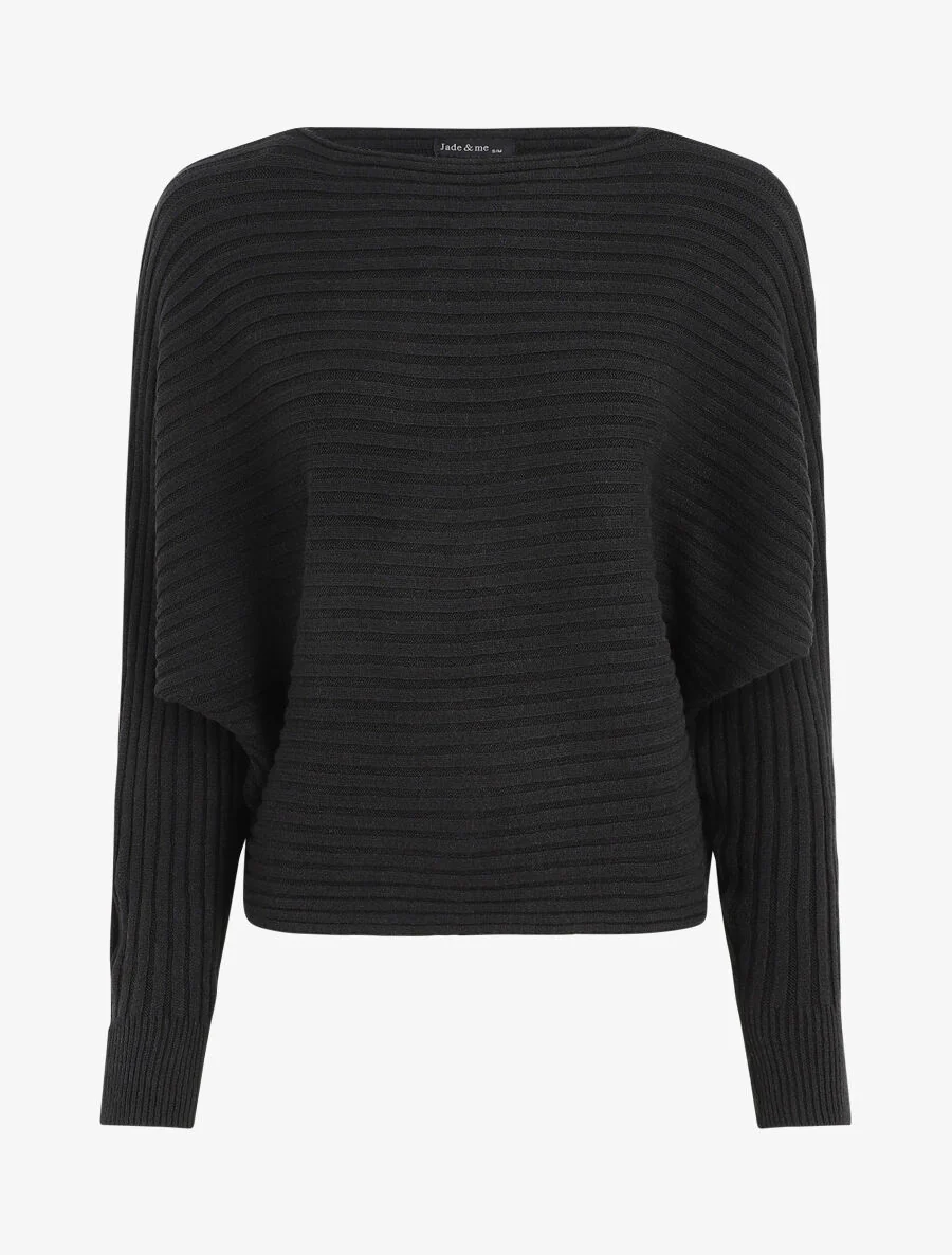 Pull uni oversize chauve-souris - Noir