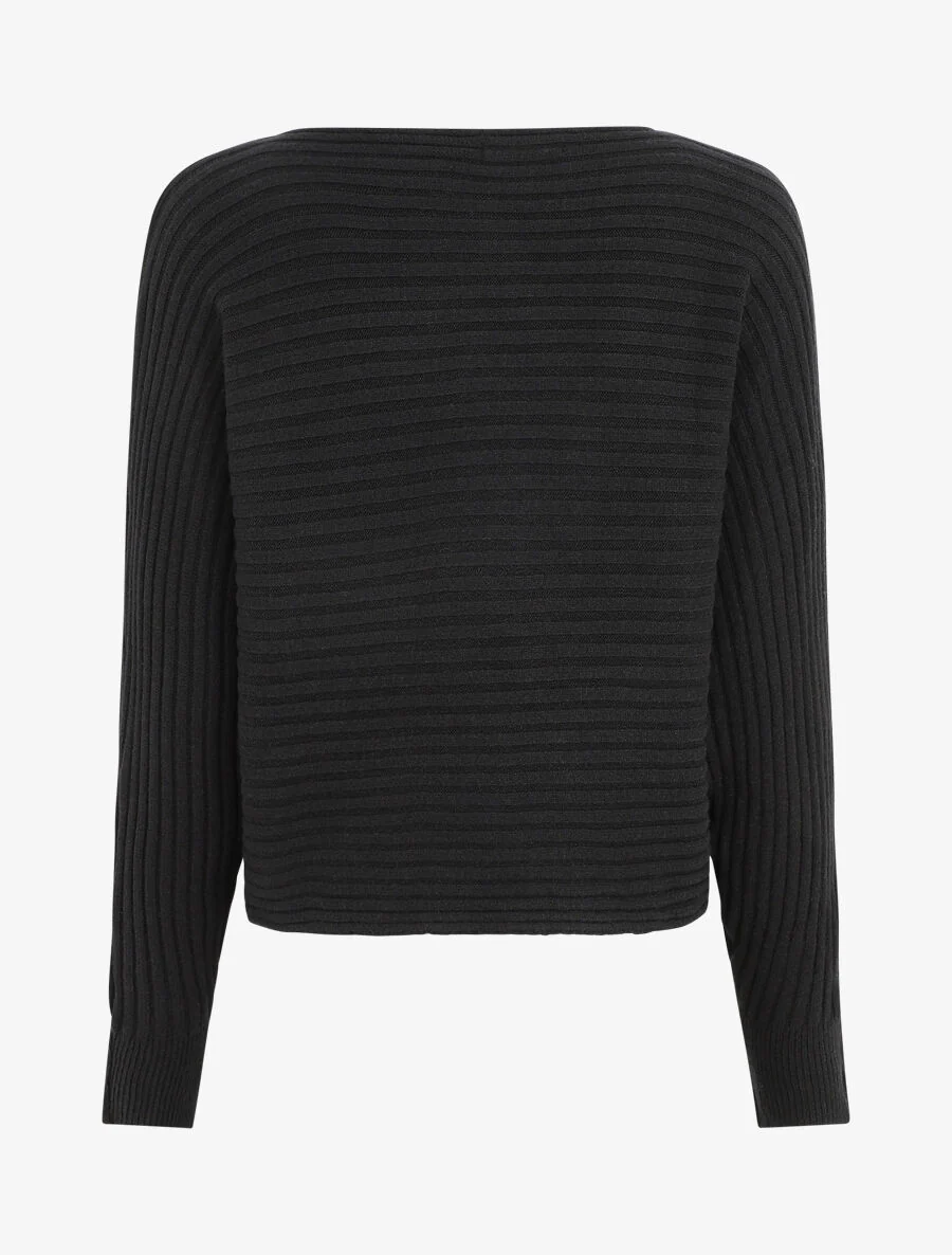 Pull uni oversize chauve-souris - Noir - Image 2