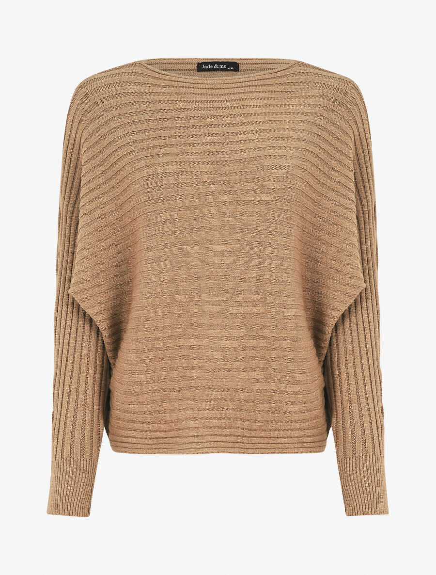 Pull uni oversize chauve-souris - Camel