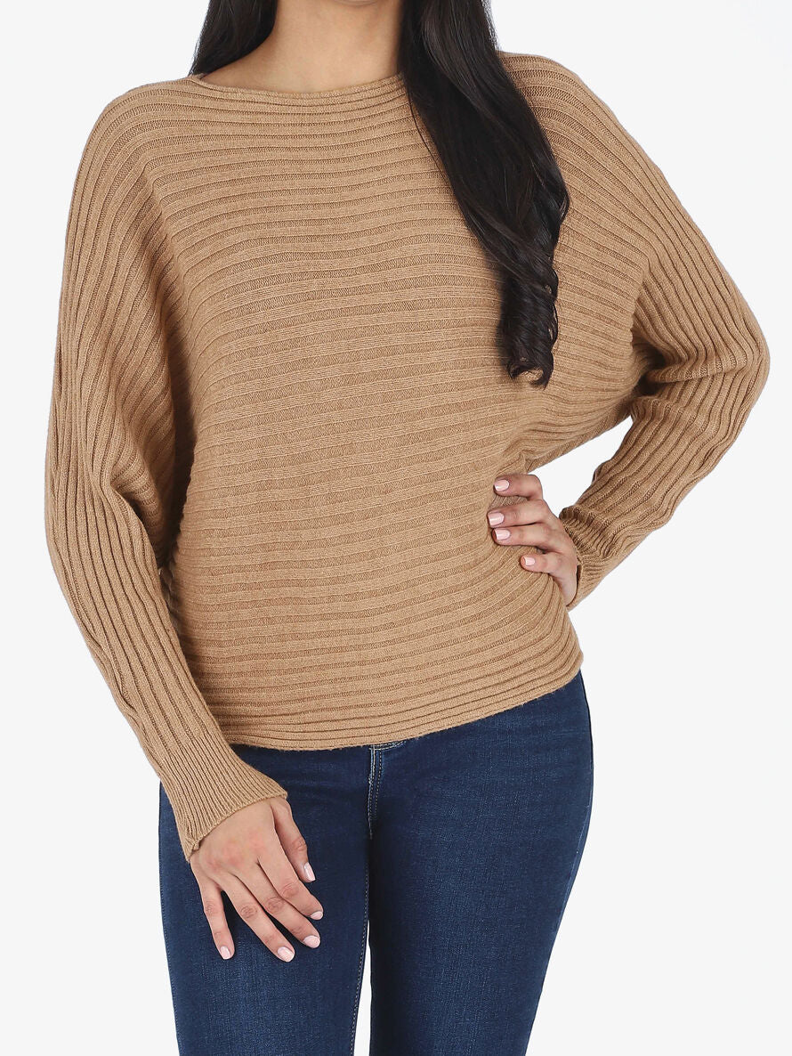 Pull uni oversize chauve-souris - Camel - Image 4
