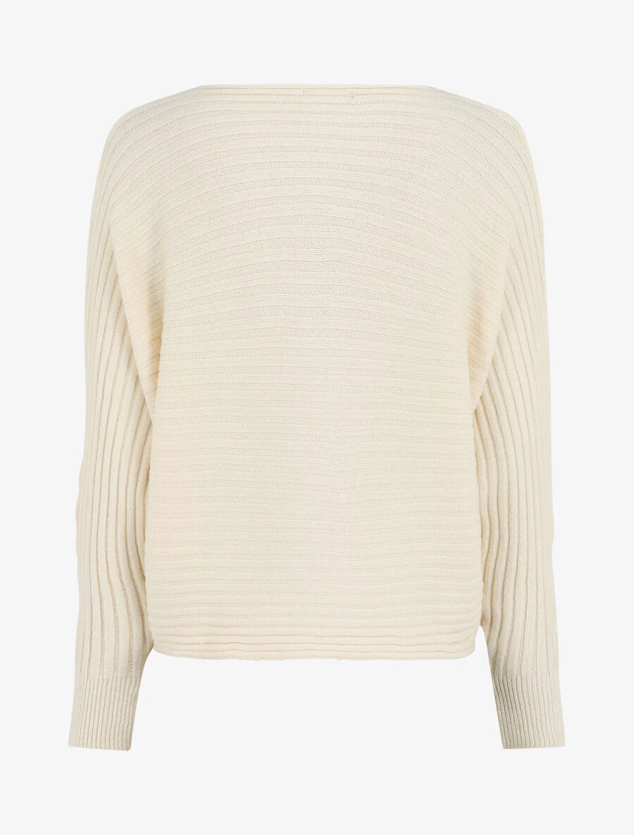 Pull uni oversize chauve-souris - Écru - Image 2