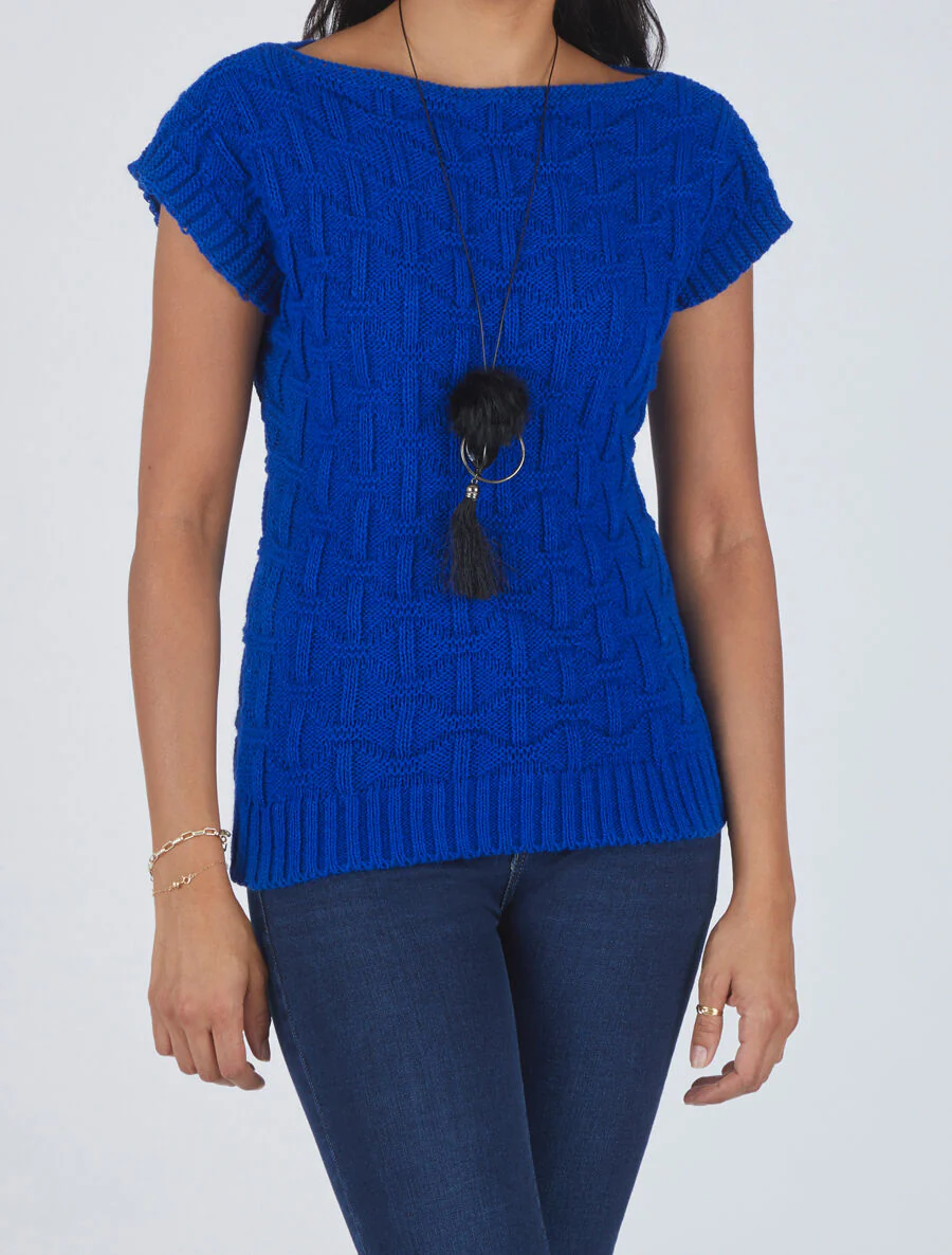 Pull uni sans manches - Bleu électrique - Image 4