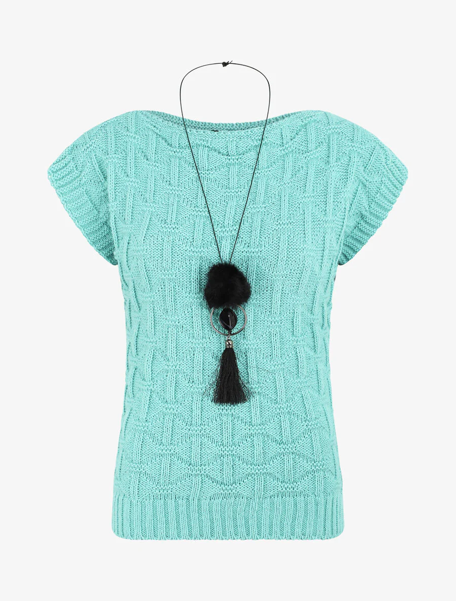 Pull uni sans manches - Bleu clair