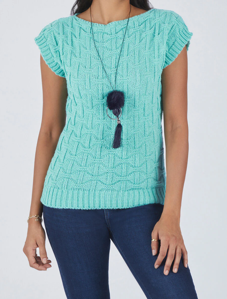 Pull uni sans manches - Bleu clair - Image 4