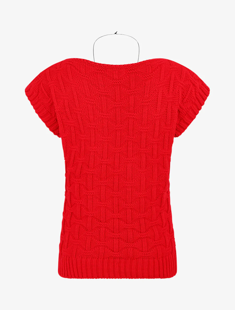 Pull uni sans manches - Rouge - Image 2