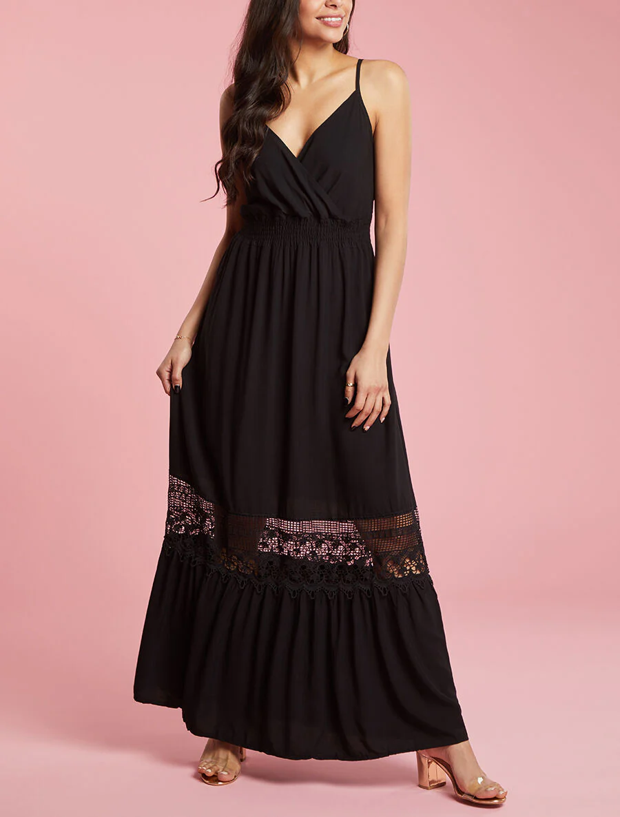 Robe à bande en crochet graphique - noir